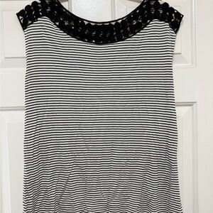 LOFT Black and White Striped Tank Top